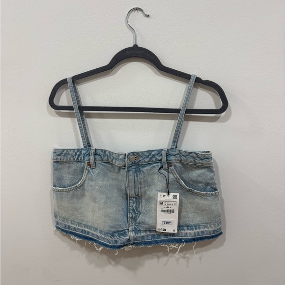 Zara denim Crop top NWT SZ M - Picture 4 of 6